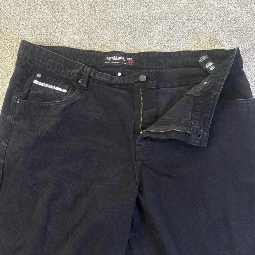 Ecko Unltd Black Denim Shorts Baggy Size 44 Y2K Streetwear